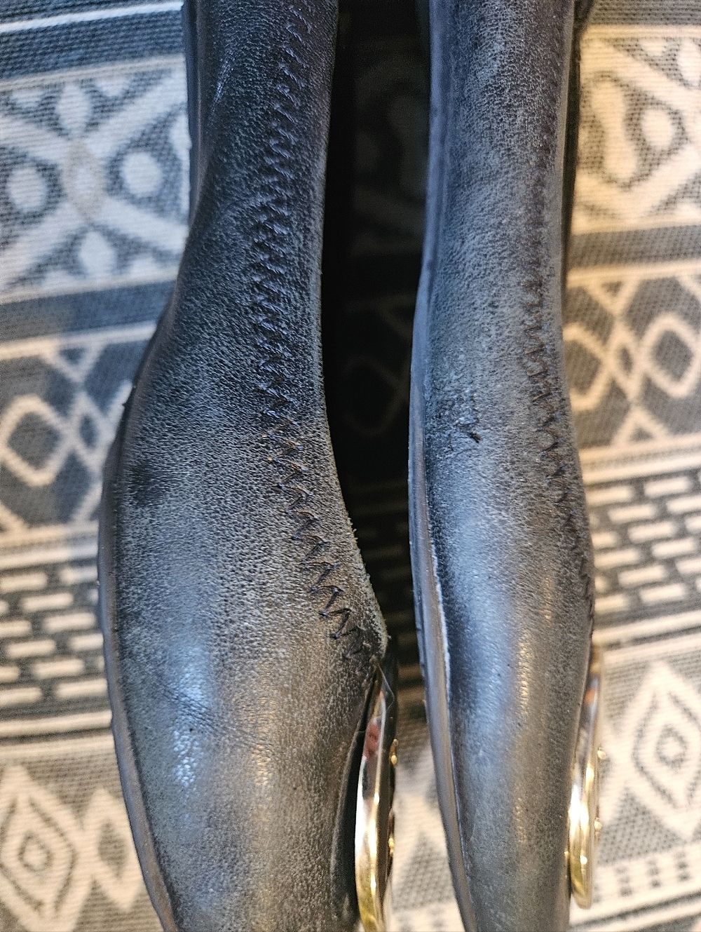 Tory Burch Black Leather Ballet Flats with Gold Logo Medallion - Picture 10 of 13